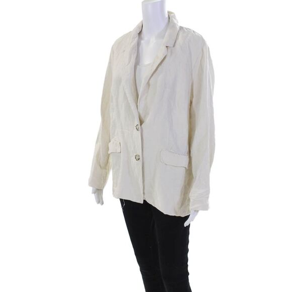 Rails Womens Linen Unlined Button Down Collared Jacket White Size L - Picture 3 of 9